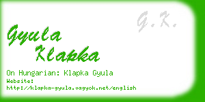 gyula klapka business card